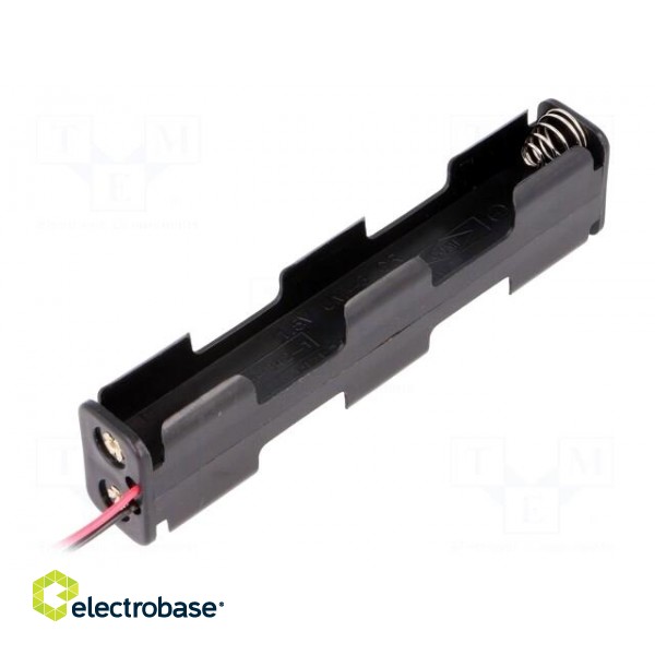 Holder | Leads: cables | Size: AA,R6 | Batt.no: 4 | Colour: black | 150mm image 1