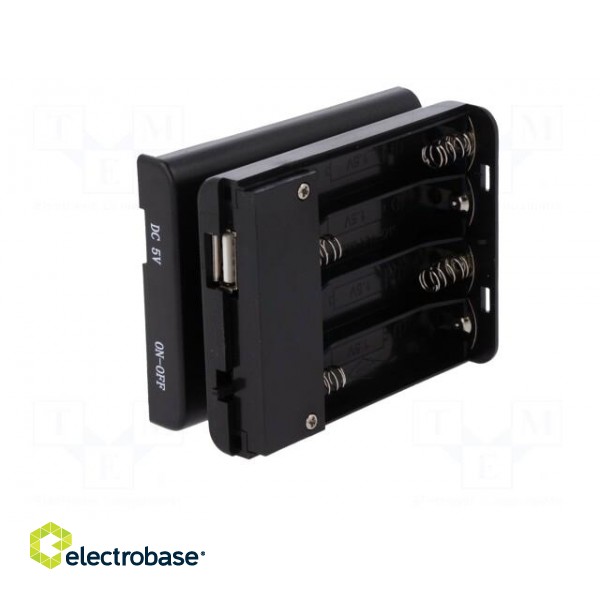 Holder | AA,R6 | Batt.no: 4 | Socket USB | black | with holder image 3