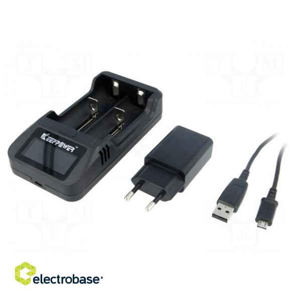 Charger: for rechargeable batteries | Li-Ion | 3.6/3.7V | 1A | 5VDC image 1