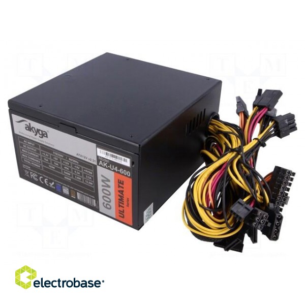 Power supply: computer | ATX | 600W | Features: fan 12cm image 1