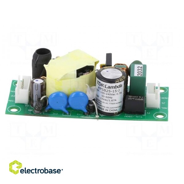 Power supply: switched-mode | open | 25W | 90÷264VAC | 15VDC | 1.67A image 8