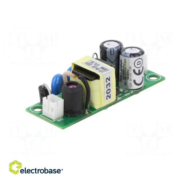 Power supply: switched-mode | open | 6W | 90÷264VAC | 5VDC | 1.2A | 78% image 2