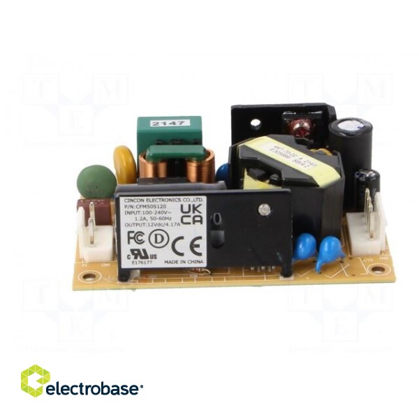 Power supply: switched-mode | open | 50W | 120÷370VDC | 90÷264VAC фото 3