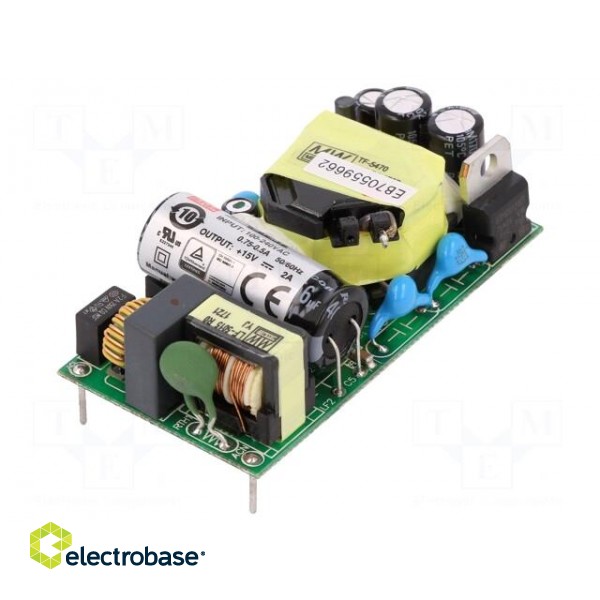 Power supply: switched-mode | open | 30W | 80÷264VAC | OUT: 1 | 15VDC | 2A image 1