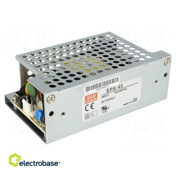Power supply: switched-mode | open | 45W | 120÷370VDC | 85÷264VAC фото 1