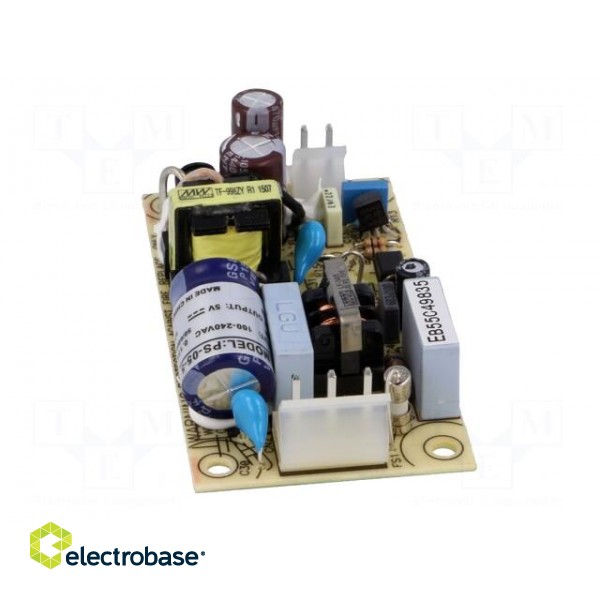 Power supply: switched-mode | open | 5W | 120÷370VDC | 85÷264VAC | 1A paveikslėlis 5