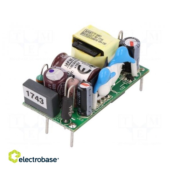 Power supply: switched-mode | open | 5W | 80÷264VAC | OUT: 1 | 15VDC image 1