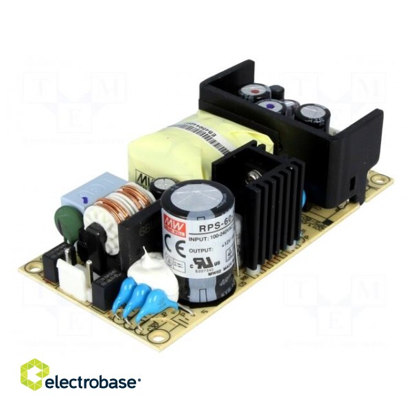 Power supply: switched-mode | open | 60W | 127÷370VDC | 90÷264VAC image 1
