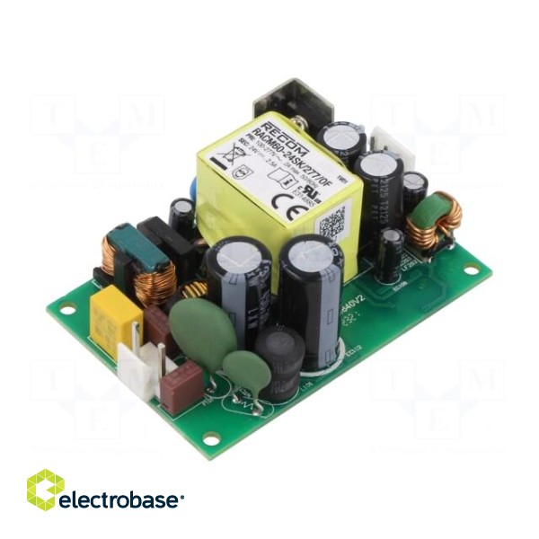 Power supply: switched-mode | open | 60W | 80÷305VAC | 24VDC | 2500mA