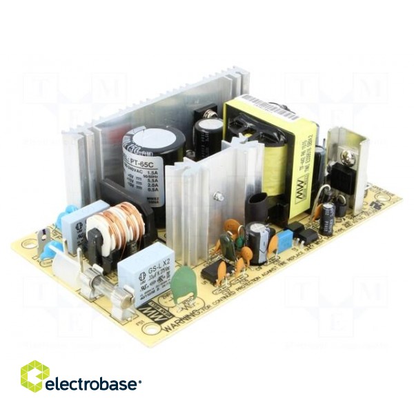 Power supply: switched-mode | open | 65W | 120÷370VDC | 90÷264VAC image 1