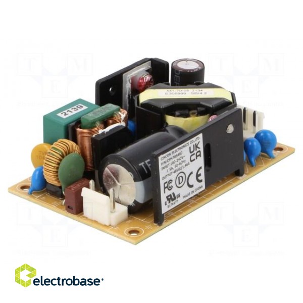 Power supply: switched-mode | open | 70W | 90÷264VAC | 48VDC | 1.46A фото 1