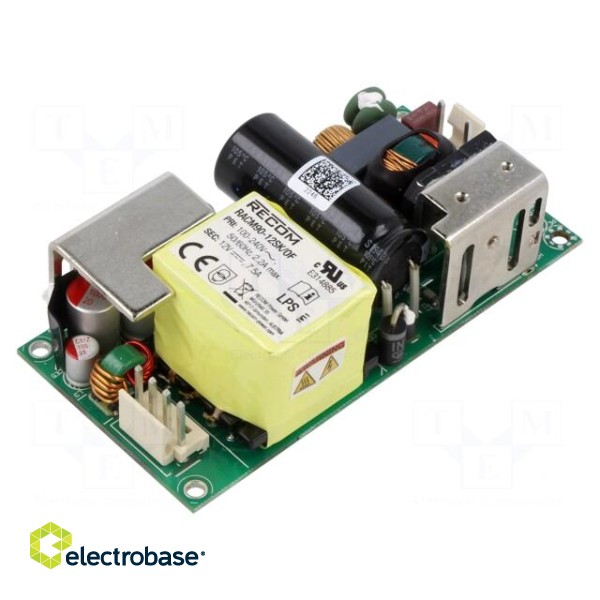 Power supply: switched-mode | open | 90W | 85÷264VAC | 12VDC | 7500mA