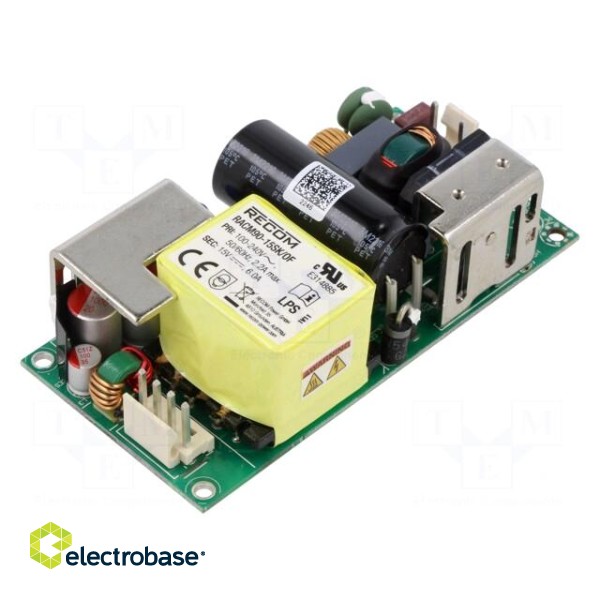 Power supply: switched-mode | open | 90W | 85÷264VAC | 15VDC | 6000mA