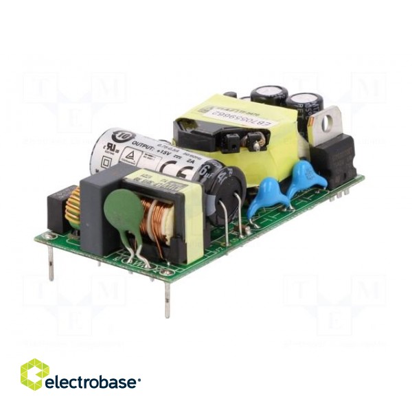 Power supply: switched-mode | open | 30W | 80÷264VAC | OUT: 1 | 15VDC | 2A image 2