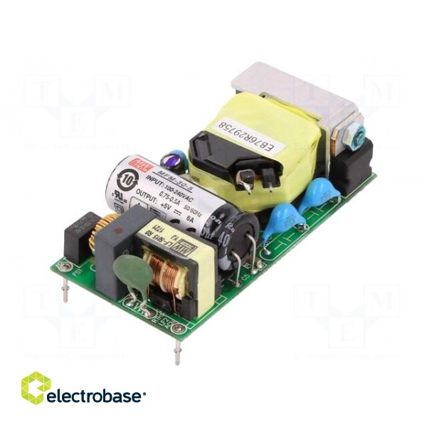 Power supply: switched-mode | open | 30W | 80÷264VAC | OUT: 1 | 5VDC | 6A image 1