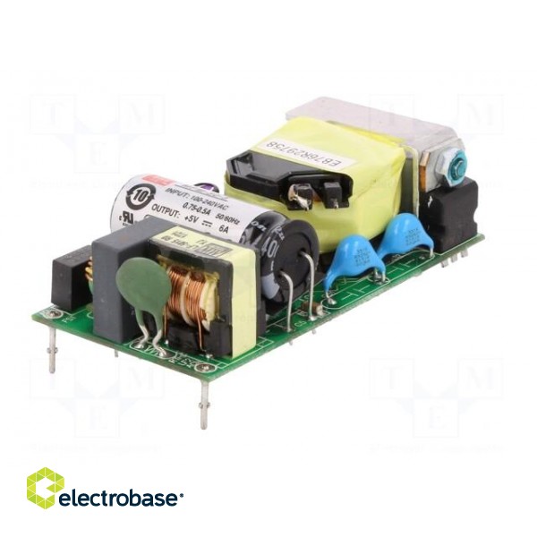 Power supply: switched-mode | open | 30W | 80÷264VAC | OUT: 1 | 5VDC | 6A image 2
