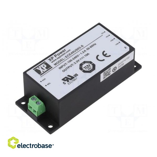 Power supply: switched-mode | for building in | 40W | 3.3VDC | 10A image 1