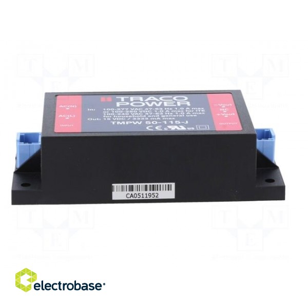 Power supply: switched-mode | for building in | 50W | 15VDC | 3333mA paveikslėlis 3