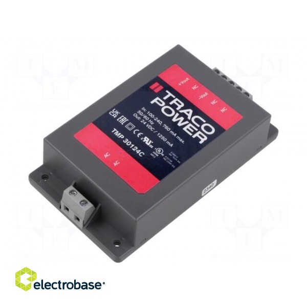 Power supply: switched-mode | for building in | 30W | 24VDC | 1.25A paveikslėlis 1