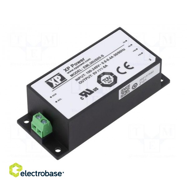 Power supply: switched-mode | for building in | 30W | 5VDC | 6A | OUT: 1