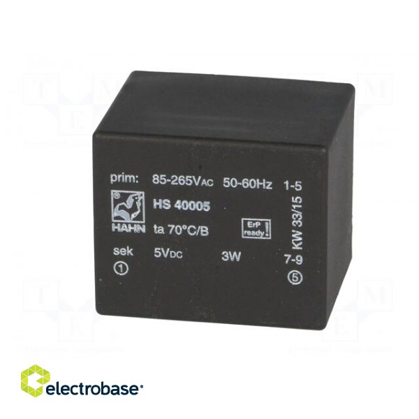 Power supply: switched-mode | modular | 3W | 5VDC | max.70°C | OUT: 1 image 3