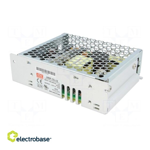 Power supply: switched-mode | modular | 75.6W | 12VDC | 129x98x38mm фото 4