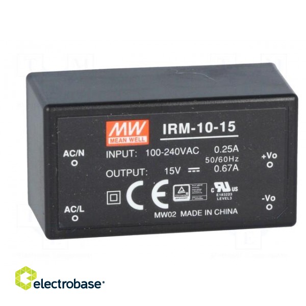 Converter: AC/DC | 10.05W | 85÷264VAC | Usup: 120÷370VDC | Uout: 15VDC image 9