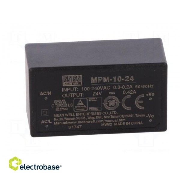 Power supply: switched-mode | modular | 10W | 24VDC | 420mA | 35g | OUT: 1 image 3