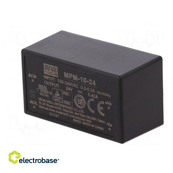 Power supply: switched-mode | modular | 10W | 24VDC | 420mA | 35g | OUT: 1 paveikslėlis 4