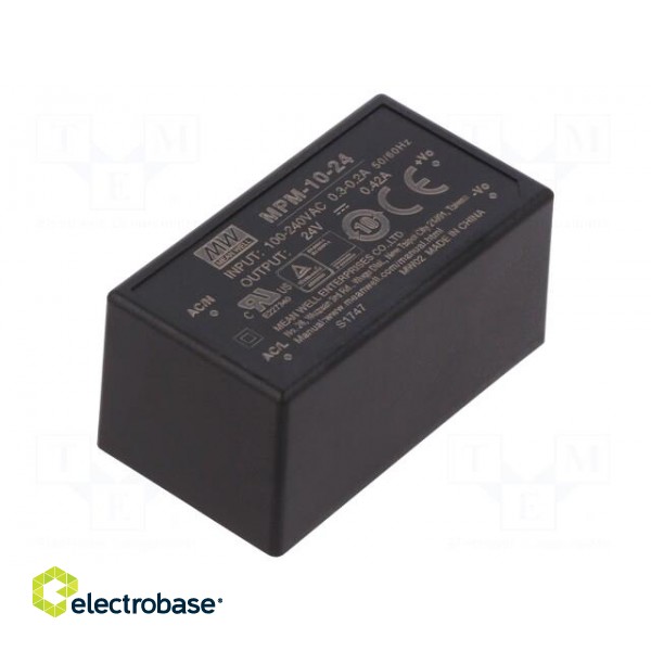 Power supply: switched-mode | modular | 10W | 24VDC | 420mA | 35g | OUT: 1 paveikslėlis 1