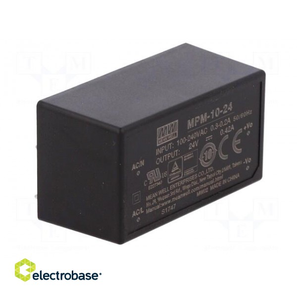 Power supply: switched-mode | modular | 10W | 24VDC | 420mA | 35g | OUT: 1 paveikslėlis 2