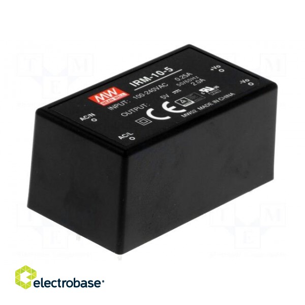 Power supply: switched-mode | modular | 10W | 5VDC | 45.7x25.4x21.5mm image 1