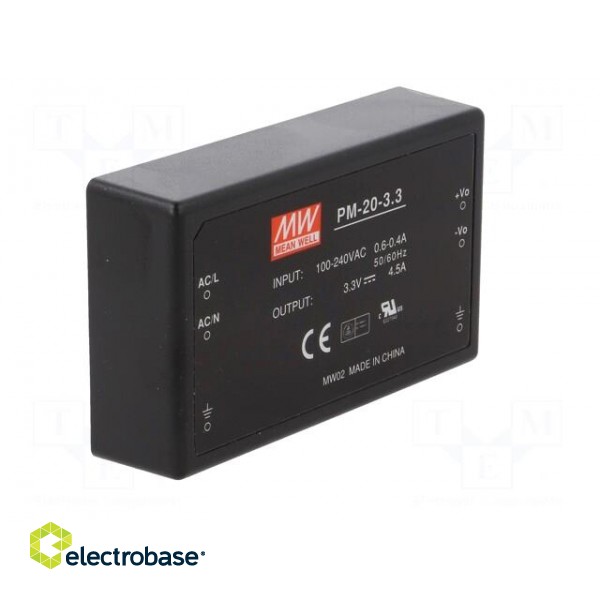 Power supply: switched-mode | modular | 14.85W | 3.3VDC | 4.5A | 180g paveikslėlis 2