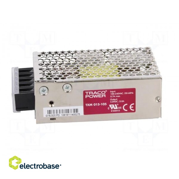 Power supply: switched-mode | modular | 15W | 5VDC | 79x51x28.8mm paveikslėlis 3