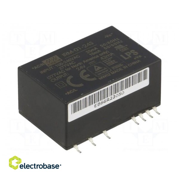 Power supply: switched-mode | modular | 1W | 24VDC | 33.7x22.2x16mm image 1