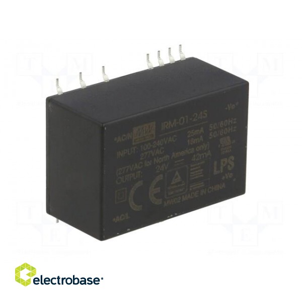 Power supply: switched-mode | modular | 1W | 24VDC | 33.7x22.2x16mm фото 2