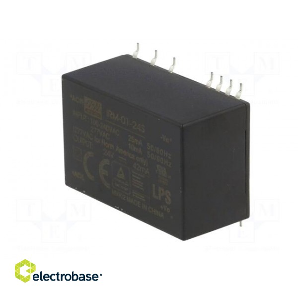 Power supply: switched-mode | modular | 1W | 24VDC | 33.7x22.2x16mm paveikslėlis 4