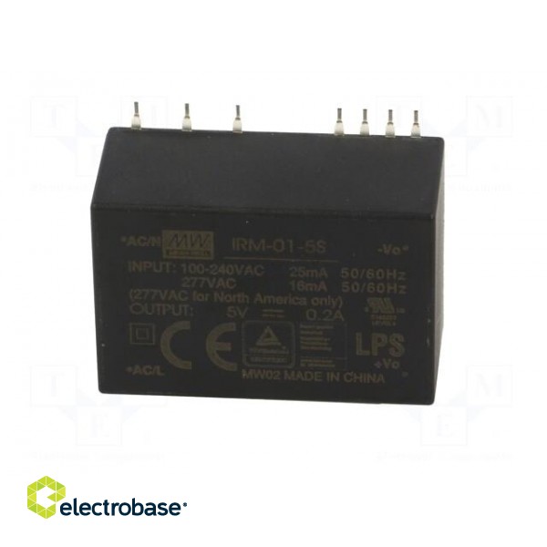 Power supply: switched-mode | modular | 1W | 5VDC | 33.7x22.2x16mm image 3