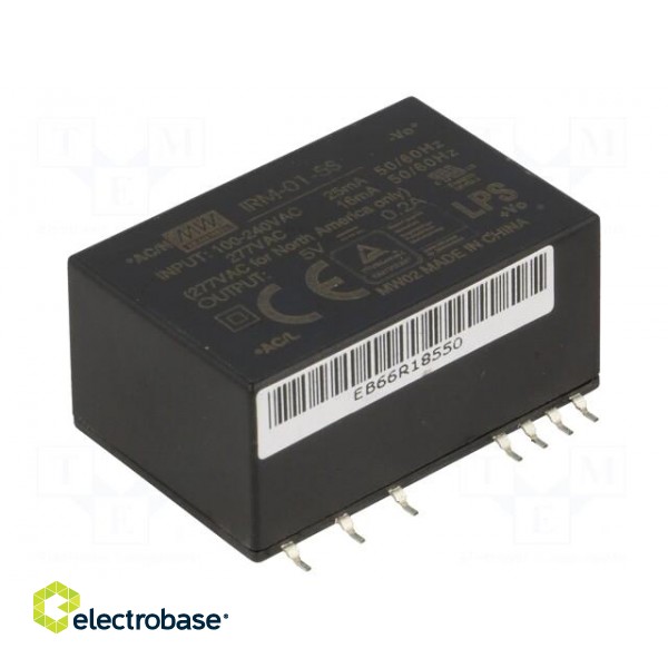 Power supply: switched-mode | modular | 1W | 5VDC | 33.7x22.2x16mm image 1