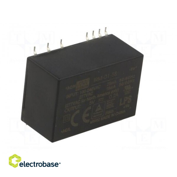 Power supply: switched-mode | modular | 1W | 5VDC | 33.7x22.2x16mm image 2