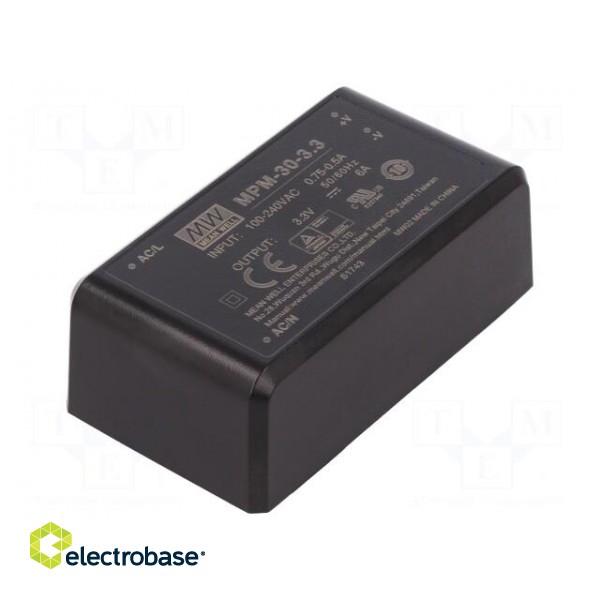 Power supply: switched-mode | modular | 20W | 3.3VDC | 69.5x39x24mm image 1