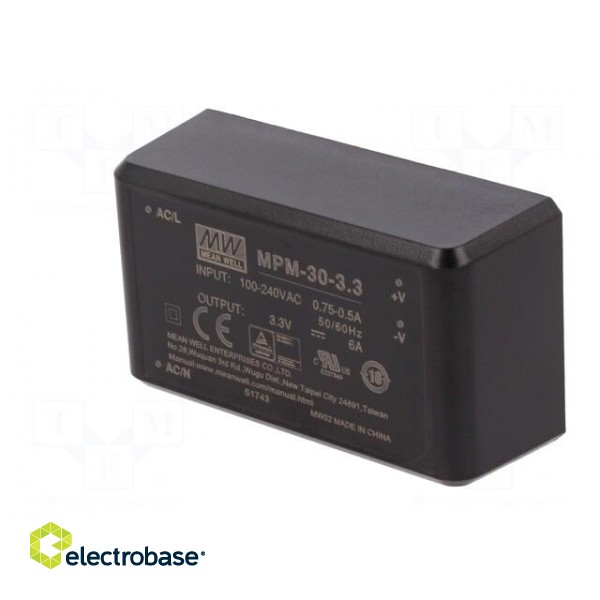 Power supply: switched-mode | modular | 20W | 3.3VDC | 69.5x39x24mm image 4