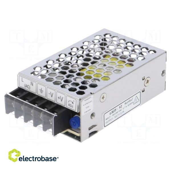 Power supply: switched-mode | modular | 25W | 12VDC | 2.1A | 170g | OUT: 1 paveikslėlis 1