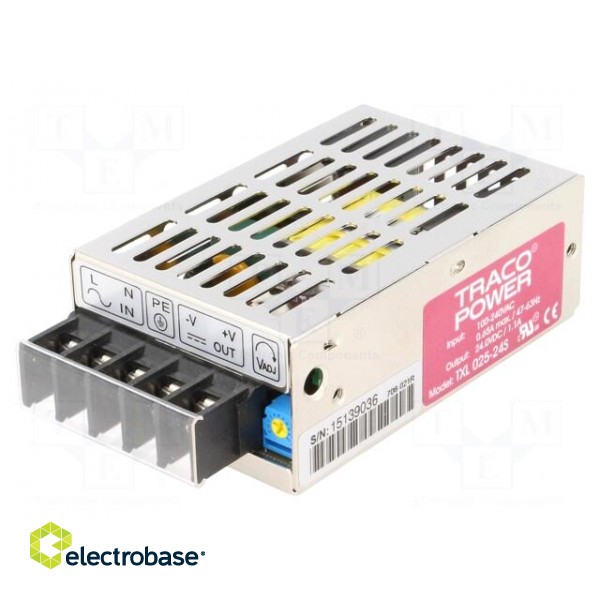 Power supply: switched-mode | modular | 25W | 24VDC | 79x51x28.5mm image 1