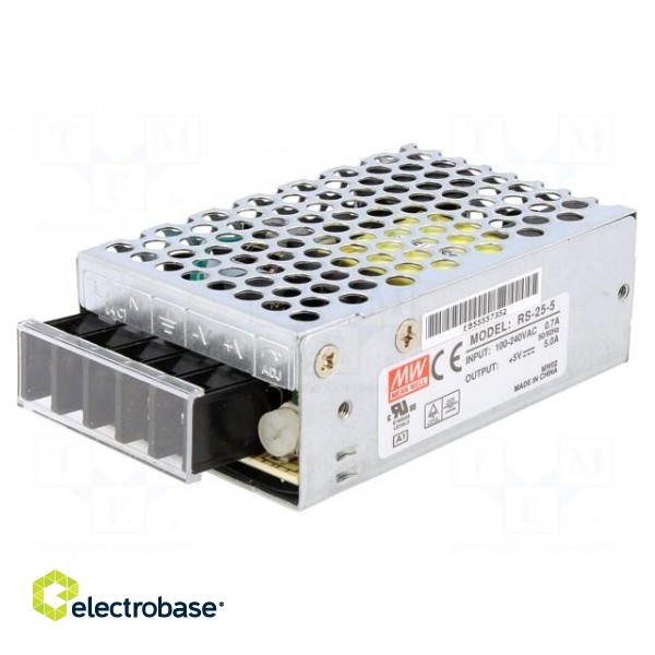 Power supply: switched-mode | for building in,modular | 25W | 5VDC фото 1