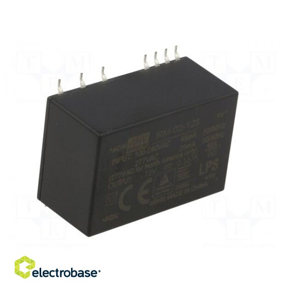 Power supply: switched-mode | modular | 2W | 12VDC | 33.7x22.2x16mm фото 2
