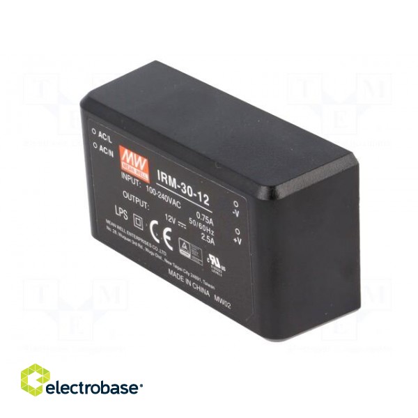 Converter: AC/DC | 30W | 85÷264VAC | 12VDC | Iout: 2500mA | OUT: 1 | 88% image 4
