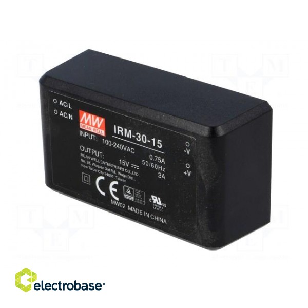 Converter: AC/DC | 30W | 85÷264VAC | 15VDC | Iout: 2000mA | OUT: 1 | 88% image 2
