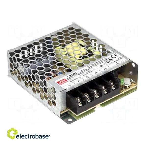 Power supply: switched-mode | modular | 36W | 15VDC | 99x82x30mm | 2.4A