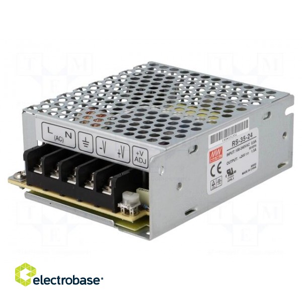 Power supply: switched-mode | for building in,modular | 35W | 24VDC image 1